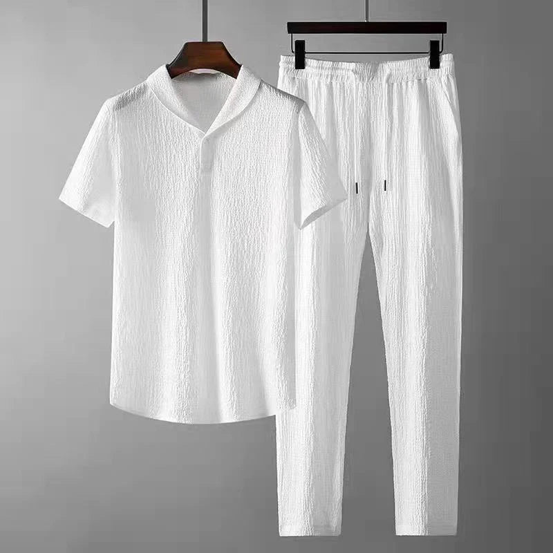 (Shirt+Trousers) 2022 Summer New Arrival Men Fashion Classic Shirt Men Business Casual Shirts Men a Set of Clothes Size M-4XL
