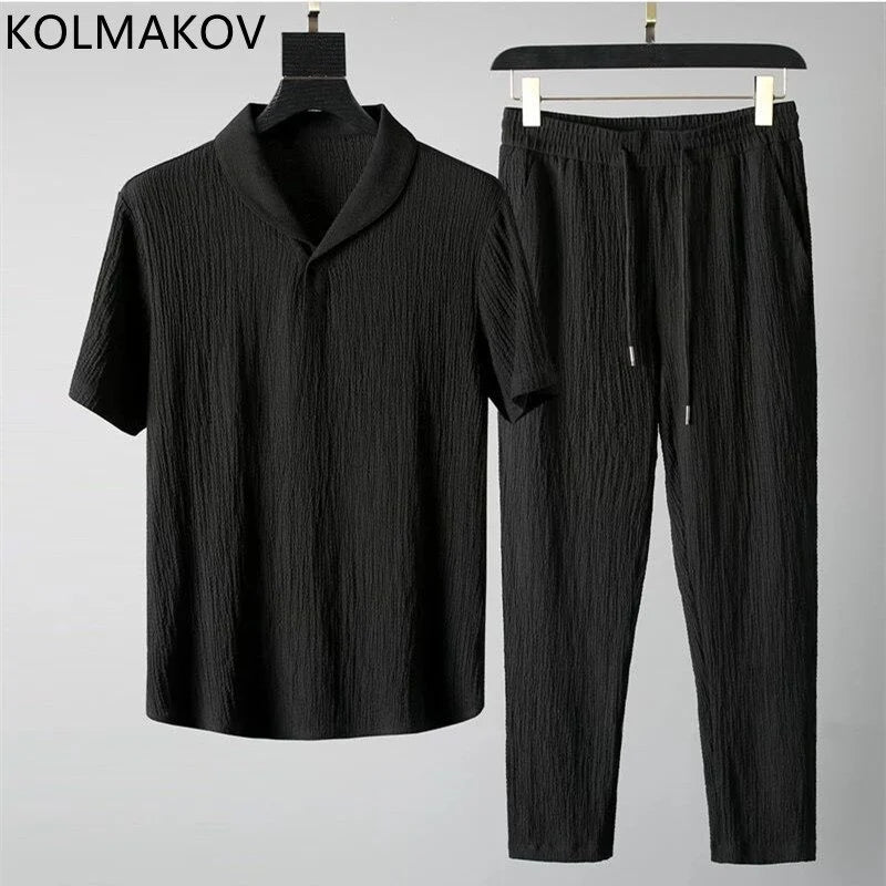 (Shirt+Trousers) 2022 Summer New Arrival Men Fashion Classic Shirt Men Business Casual Shirts Men a Set of Clothes Size M-4XL