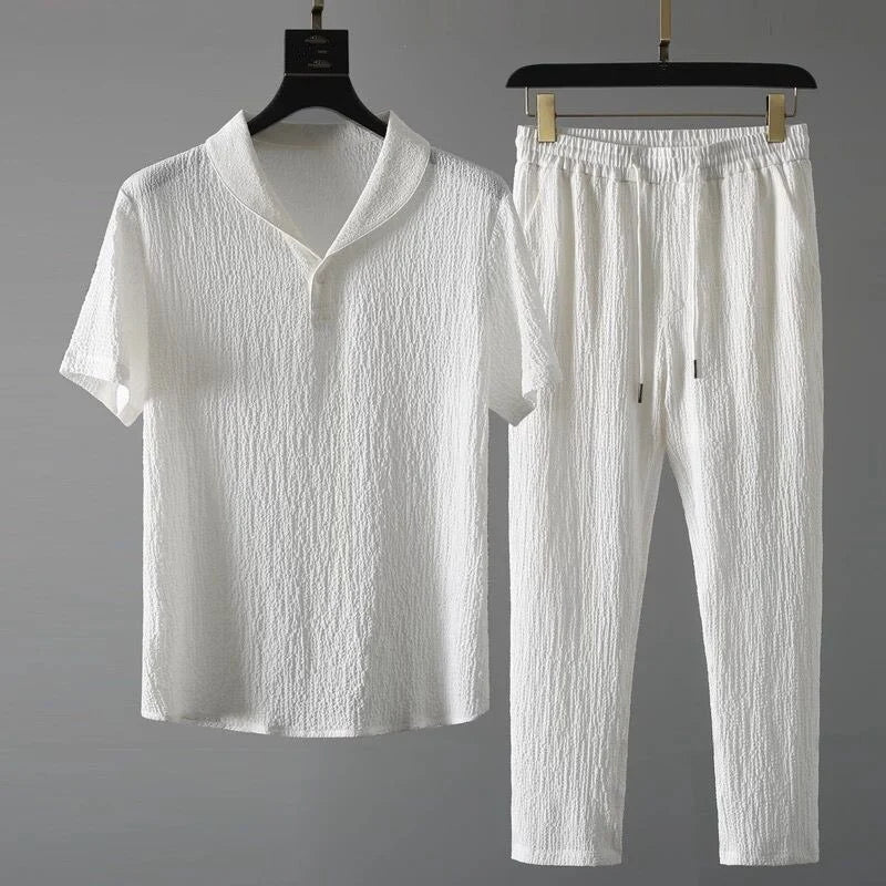 (Shirt+Trousers) 2022 Summer New Arrival Men Fashion Classic Shirt Men Business Casual Shirts Men a Set of Clothes Size M-4XL